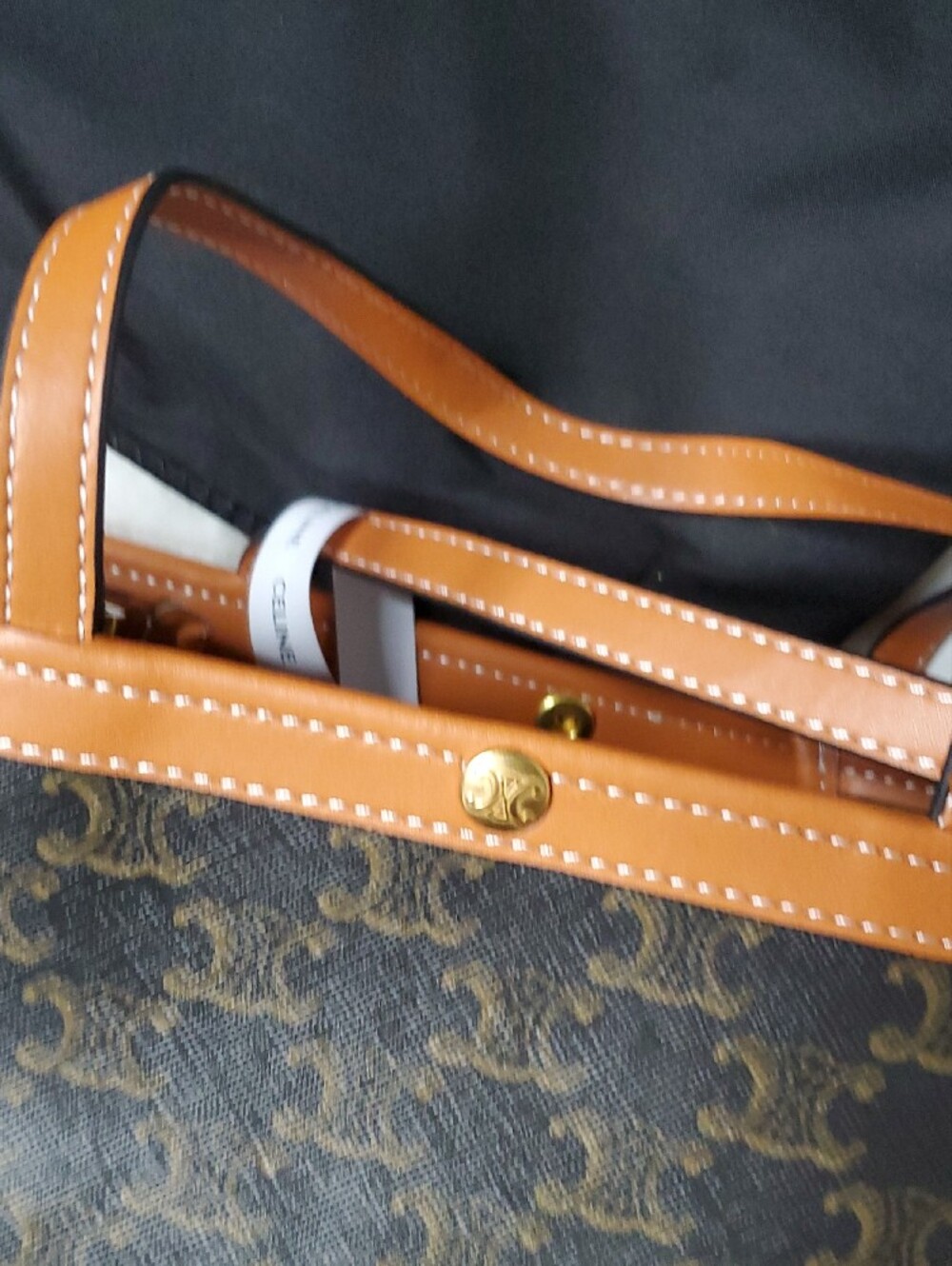 Celine Brown Canvas Monogram Tote with Tan Trim - Picture 11 of 11